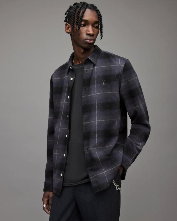 AllSaints Gallo Checked Shirt Men Black LN2N21392