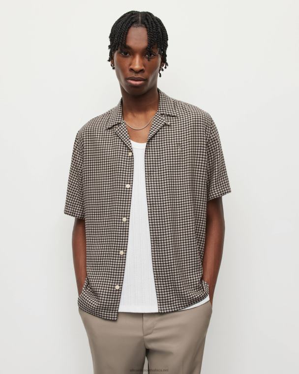 AllSaints Glendale Checked Shirt Men Pale Taupe LN2N21394