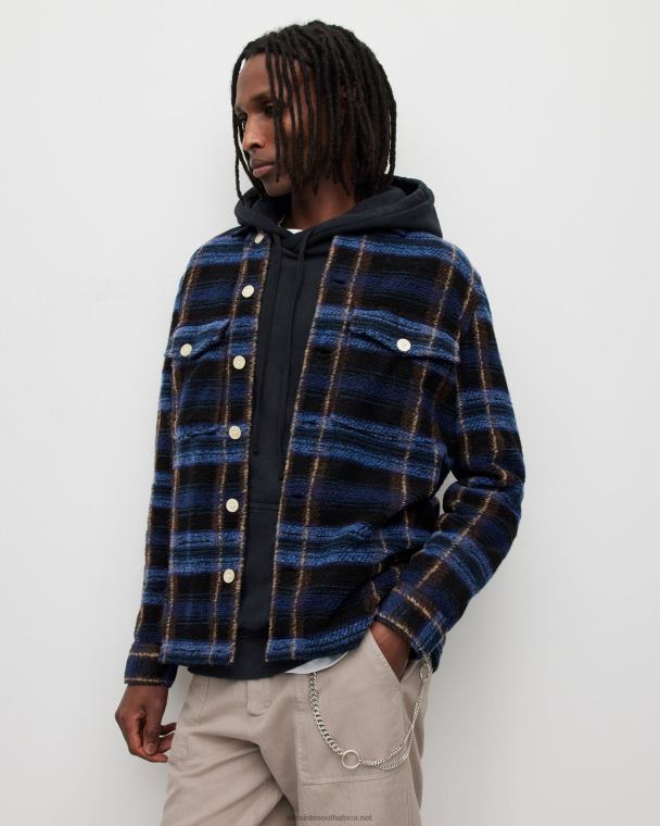 AllSaints Voss Checked Overshirt Men Dark Ink LN2N21388
